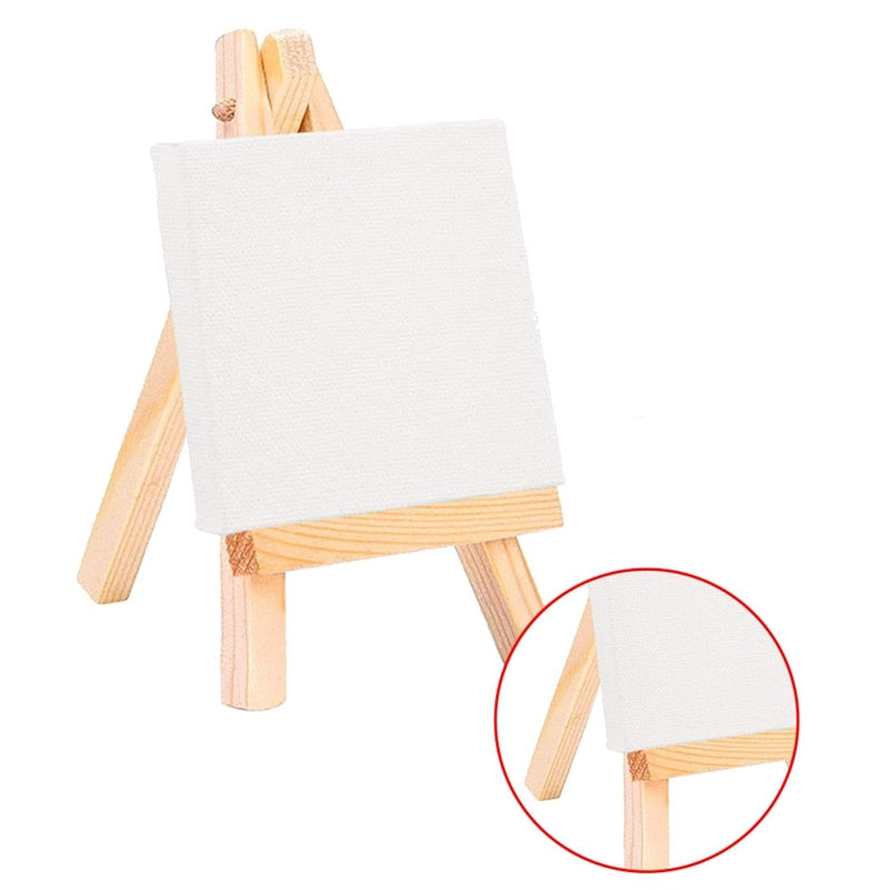 1 Pcs Artists Wooden Mini Easel Canvas Set Painting Craft for DIY