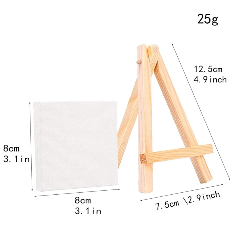 1 Pcs Artists Wooden Mini Easel Canvas Set Painting Craft for DIY