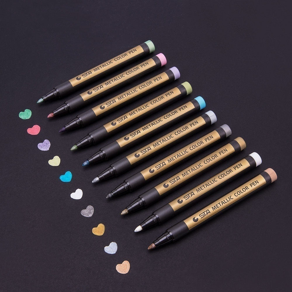 12PCS/Lot Super Golden Metallic Markers Paints Pens Art Permanent Writing  Markers for Paper Stone Glass Wall